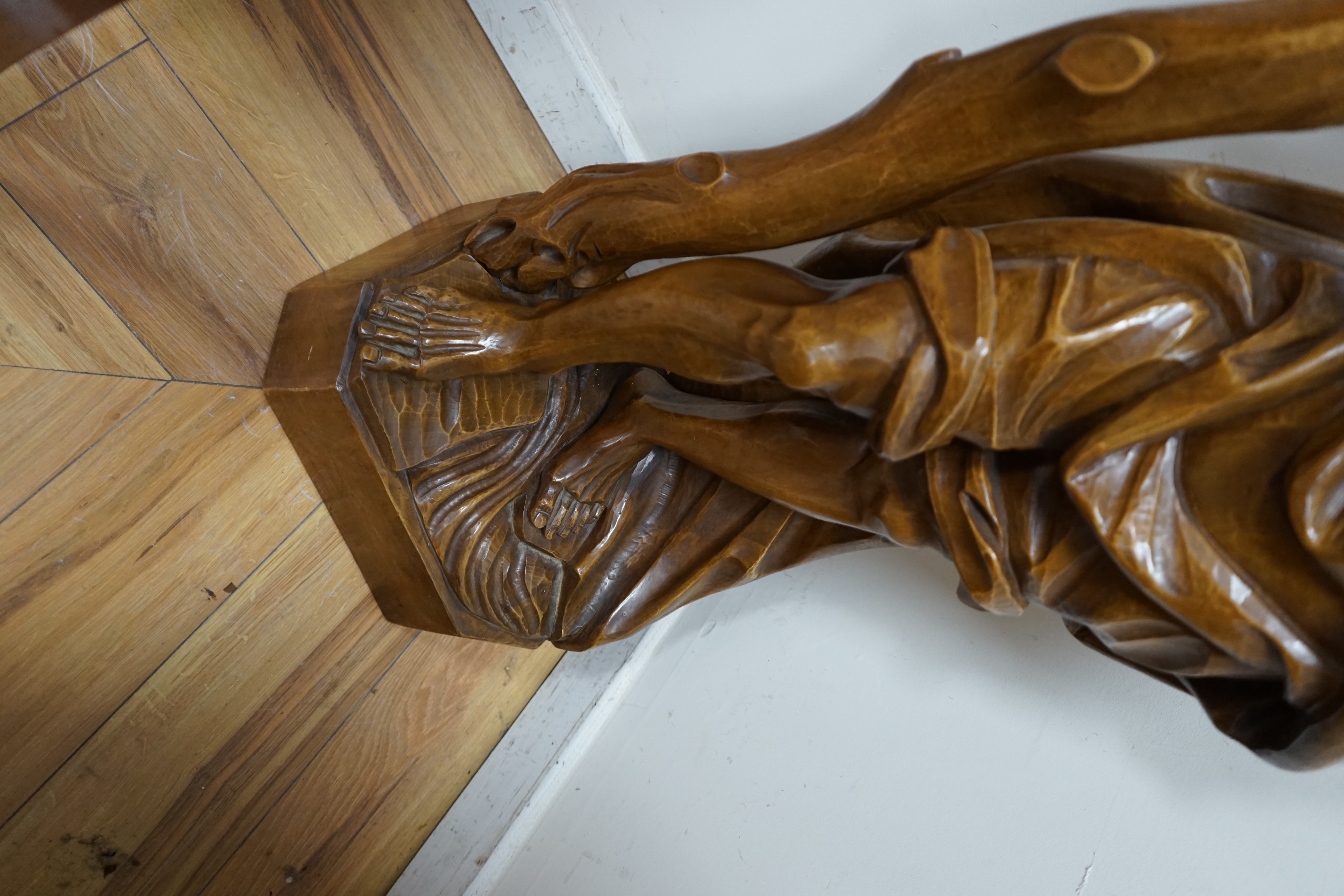 A large carved wood figure of St. Christopher, height 134cm